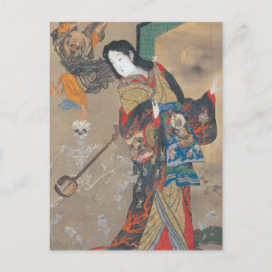 Carte Postale Skeletons japonais, Squelette avec guitare