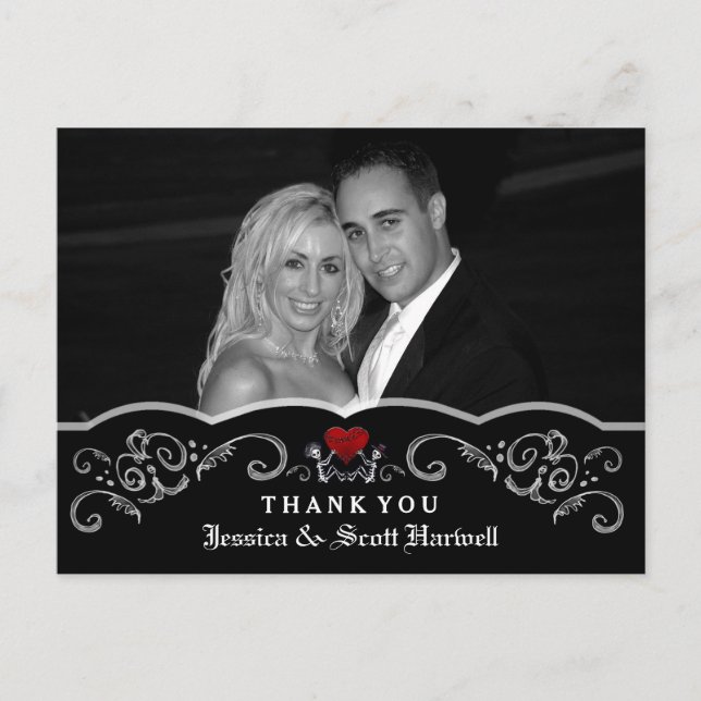 Carte Postale Skeletons Mariages d'Halloween Merci de photos du  (Devant)