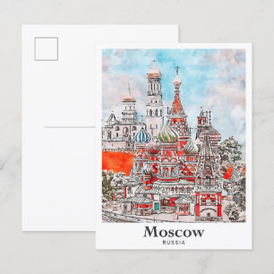 Carte Postale Sketch D'Aquarelle De L'Architecture Russe De Mosc