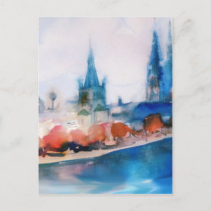Carte Postale sketch de l'aquarelle de la cathédrale de kölner d