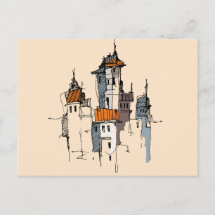 Carte Postale Sketch du village italien