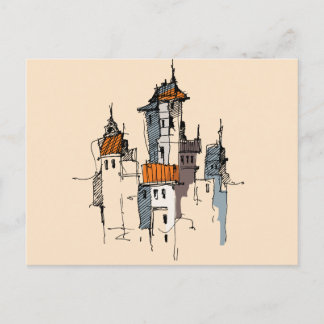Carte Postale Sketch du village italien