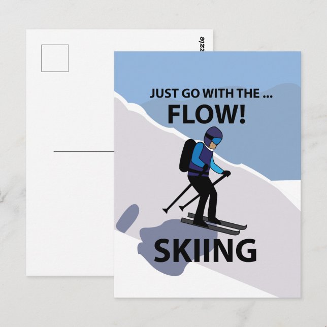 Carte Postale Ski Aller Avec Le Ski De Flux (Devant / Derrière)