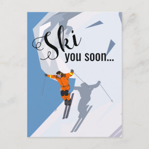 Carte Postale Ski amusant   Voyager Ski Destinations d'hiver