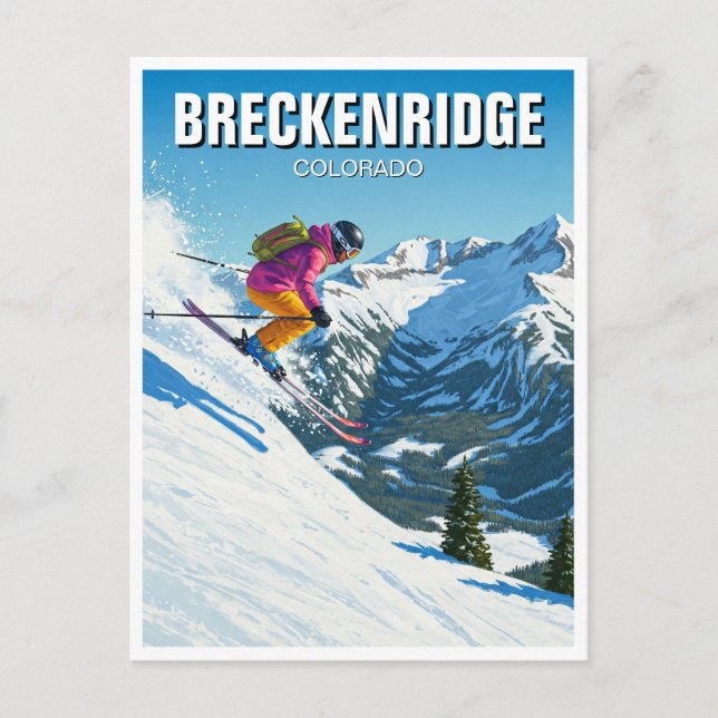 Carte Postale Ski Breckenridge Colorado Skier Travel (Devant)