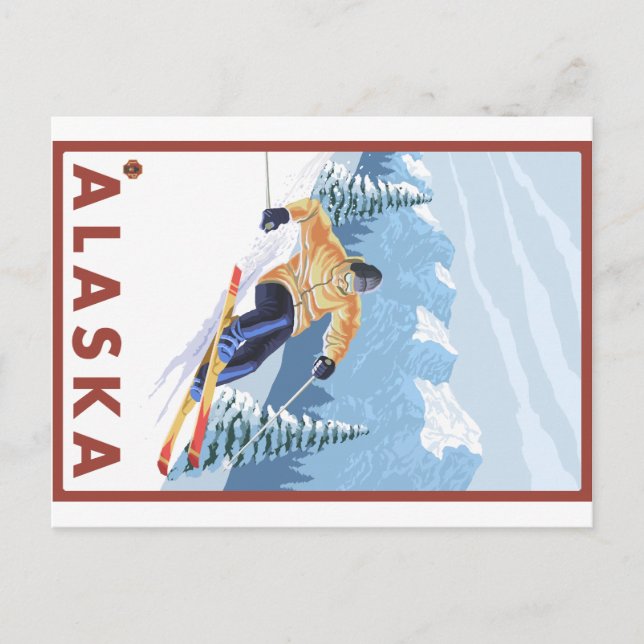 Carte Postale Ski de neige - Alaska (Devant)