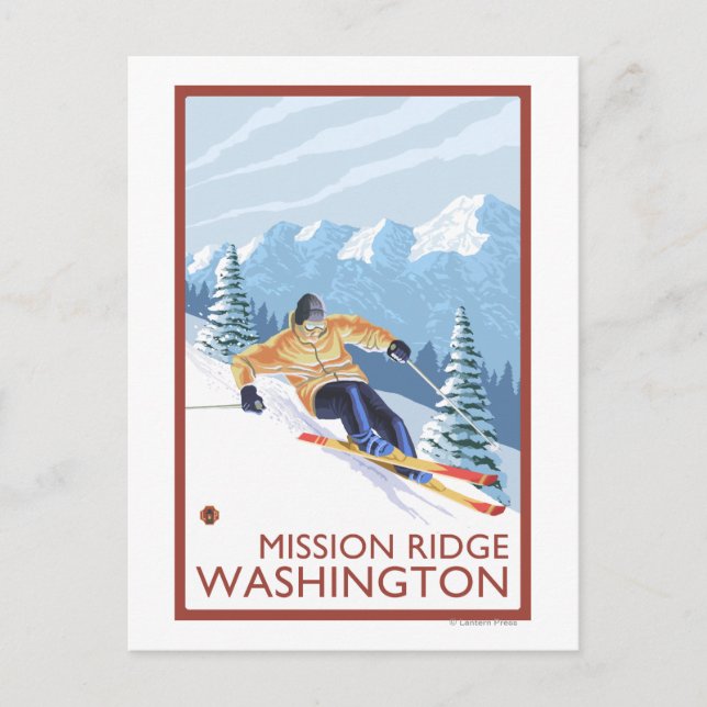 Carte Postale Ski de neige - Mission Ridge, Washington (Devant)