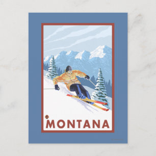 Carte Postale Ski de neige - Montana