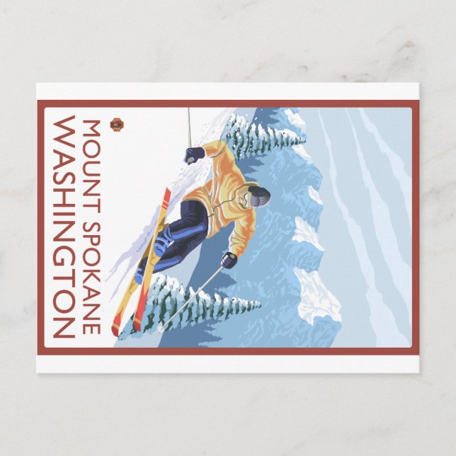 Carte Postale Ski de neige - Mount Spokane, Washington (Devant)