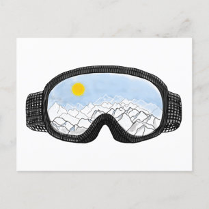 Carte Postale Ski Goggles Mountain View Illustration