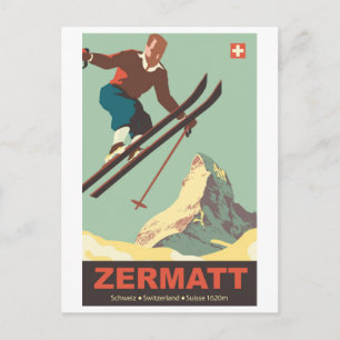 Carte Postale Ski Jump on Zermatt, Suisse