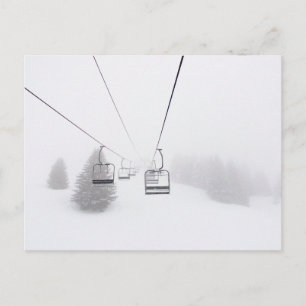 Carte Postale Ski Lifts in Blizzard Postcard.
