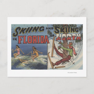 Carte Postale Ski nautique en Floride vs Neige Ski vers le nord