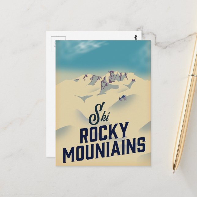 Carte Postale Ski Rocky Mountains États-Unis (Devant/Arrière en situation)