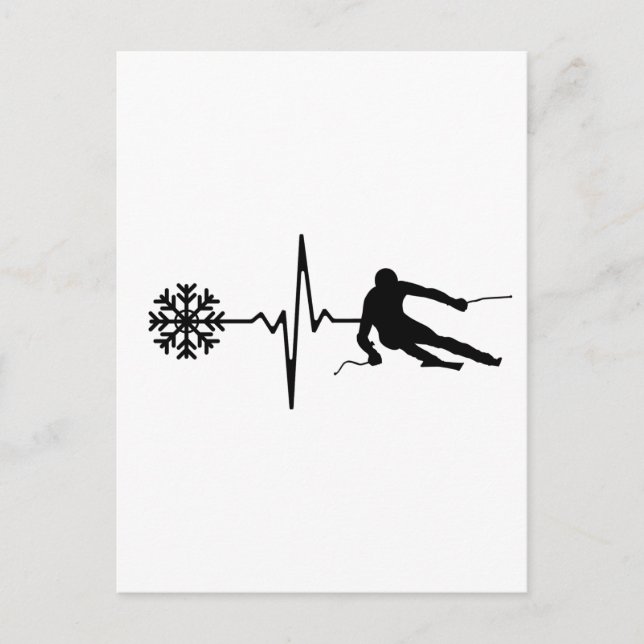 Carte Postale Ski - Ski Heartbeat (Devant)