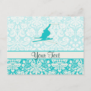 Carte Postale Ski turquoise de neige