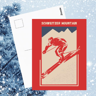 Carte Postale Ski vintage Idaho Resort Schweitzer Mountain