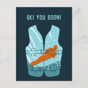 Carte Postale Ski Vous Bientôt Message Personnalisé Water-Ski