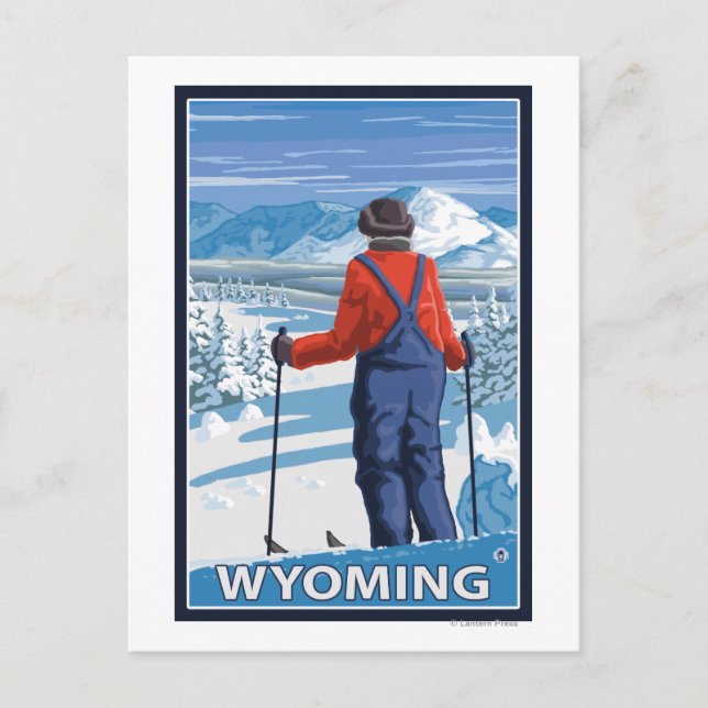 Carte Postale Skier AdmiringWyoming (Devant)
