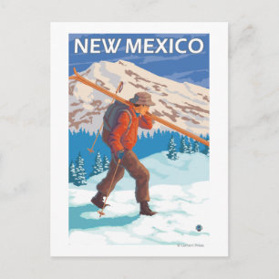 Carte Postale Skier transportant des skisNouveau-Mexique