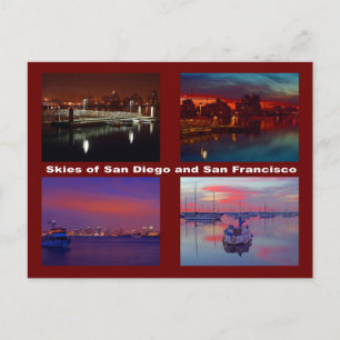 Carte Postale Skies of San Diego and San Francisco