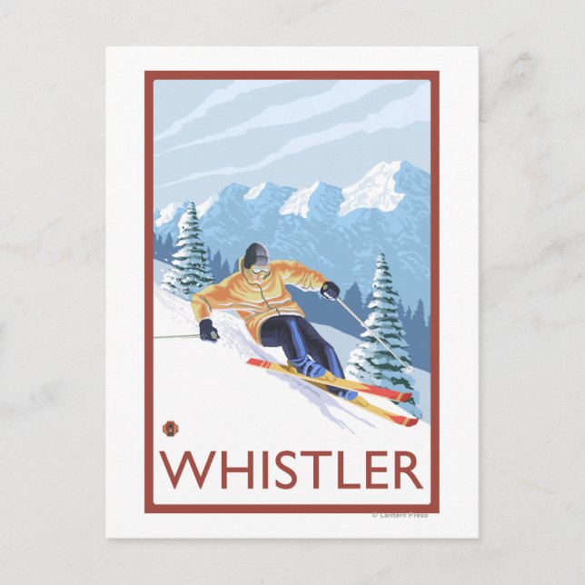 Carte Postale Skieur de neige - Whistler (C.-B.) Canada (Devant)