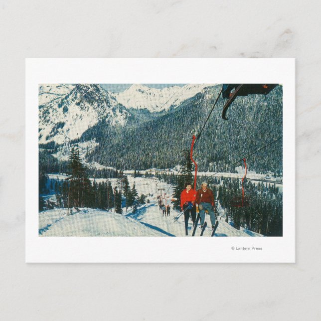 Carte Postale Skieurs sur le pont de Snoqualmie, WA (Devant)