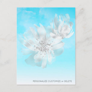 Carte Postale *~* Sky Blue Ombre Clouds Parties scintillant Fleu