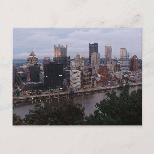 Carte Postale Skyline aérien de Pittsburgh au coucher du soleil (Devant)