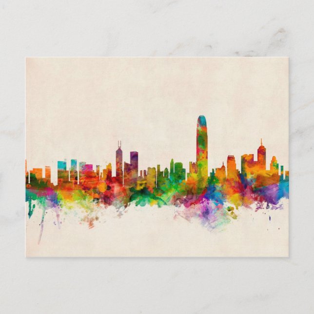 Carte Postale Skyline Cityscape de Hong Kong (Devant)