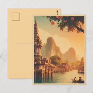 Carte Postale Skyline de Bangkok vintage Thaïlande cadeaux de vo
