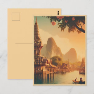Carte Postale Skyline de Bangkok vintage Thaïlande cadeaux de vo