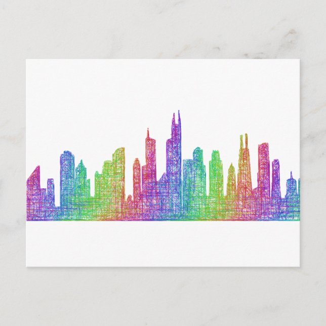 Carte Postale Skyline de Chicago (Devant)