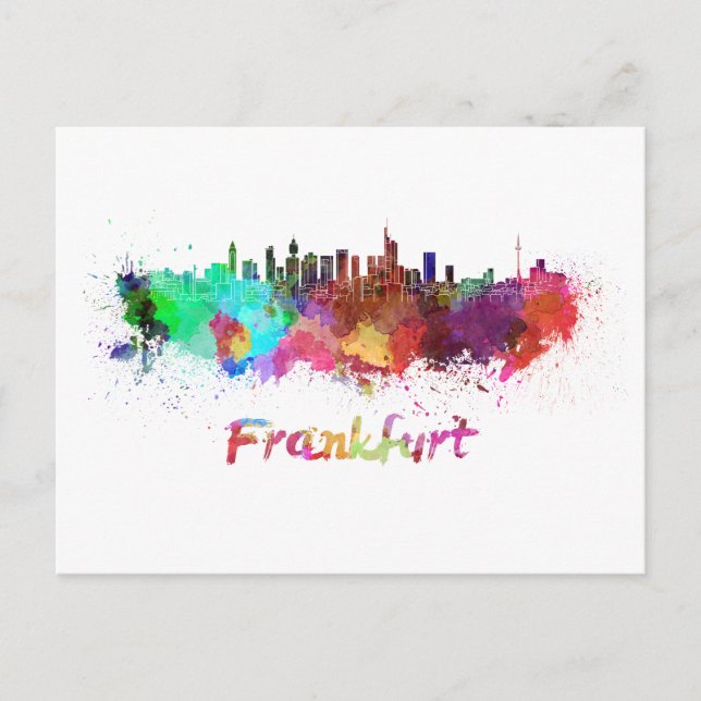 Carte Postale Skyline de Francfort en aquarelle (Devant)