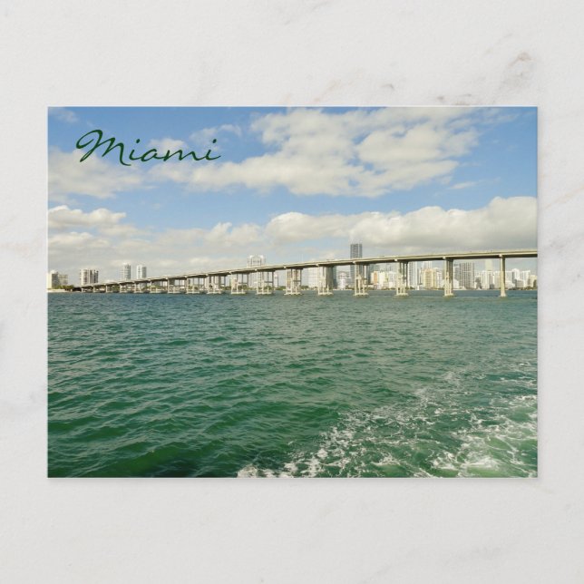 Carte Postale Skyline de Miami à travers Rickenbacker Causeway (Devant)