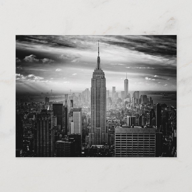 Carte Postale Skyline de New York en noir et blanc (Devant)