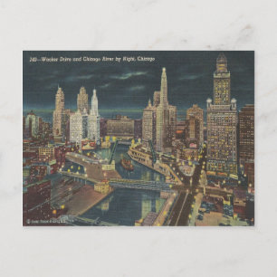 Carte Postale Skyline de nuit de Chicago