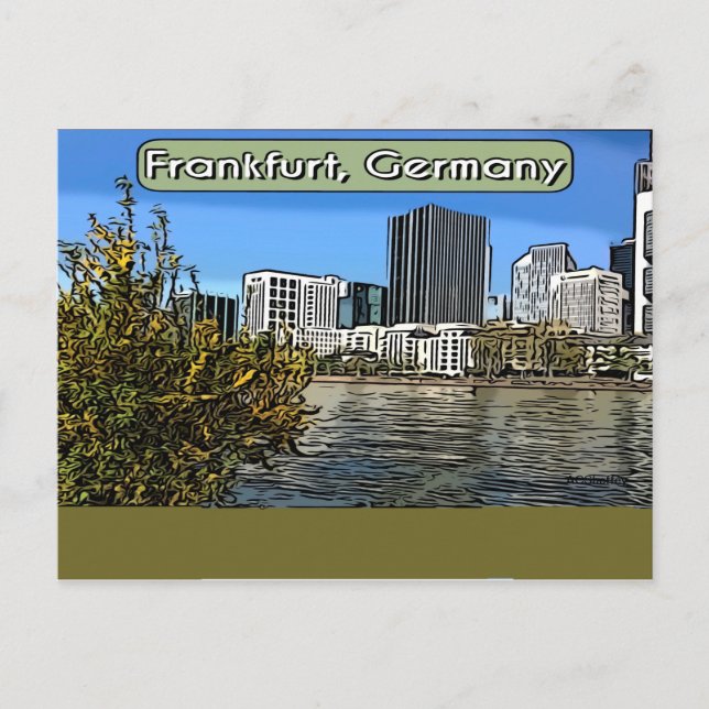 Carte Postale Skyline de printemps de Francfort, Allemagne (Devant)