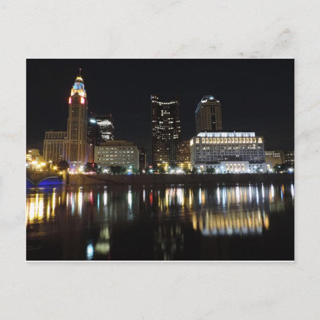 Carte Postale Skyline du centre-ville de Columbus la nuit (Devant)