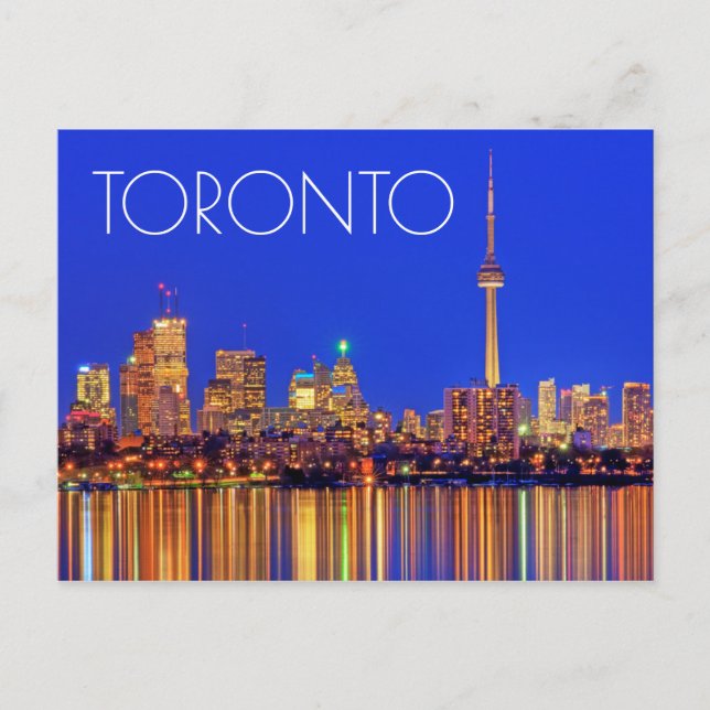 Carte Postale Skyline du centre-ville de Toronto la nuit (Devant)