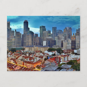 Carte Postale Skyline singapourien vue de Chinatown au coucher d