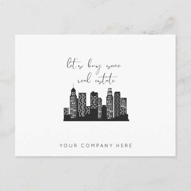 Carte Postale Skyscraper Professionnel Achetons un Immobilier (Devant)