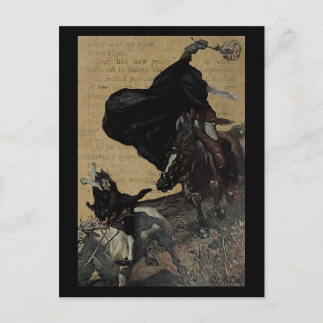 Carte Postale Sleepy Hollow Horseman Sans Tête Et Ichabod (Devant)