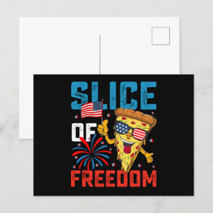 Carte Postale Slice Of Freedom 4 Juillet Pizza USA Drapeau Sungl