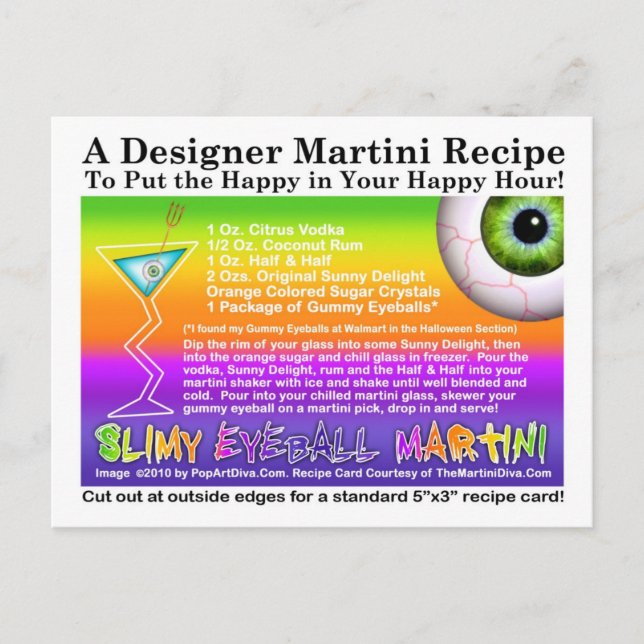 Carte Postale Slimy Eyeball Halloween Martini Rece (Devant)