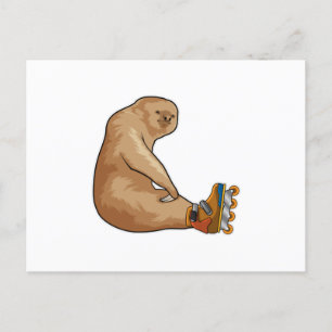 Carte Postale Sloth as Patinage en ligne avec Patins en ligne