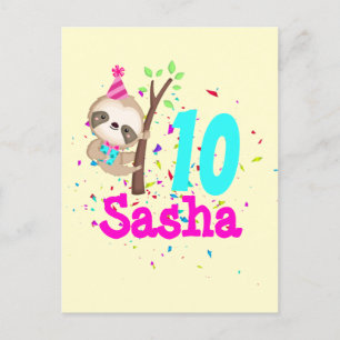 Carte Postale Sloth Birthday Girl Custom Theme Party 
