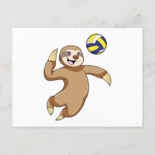 Carte Postale Sloth comme joueur de volleyball avec volleyball