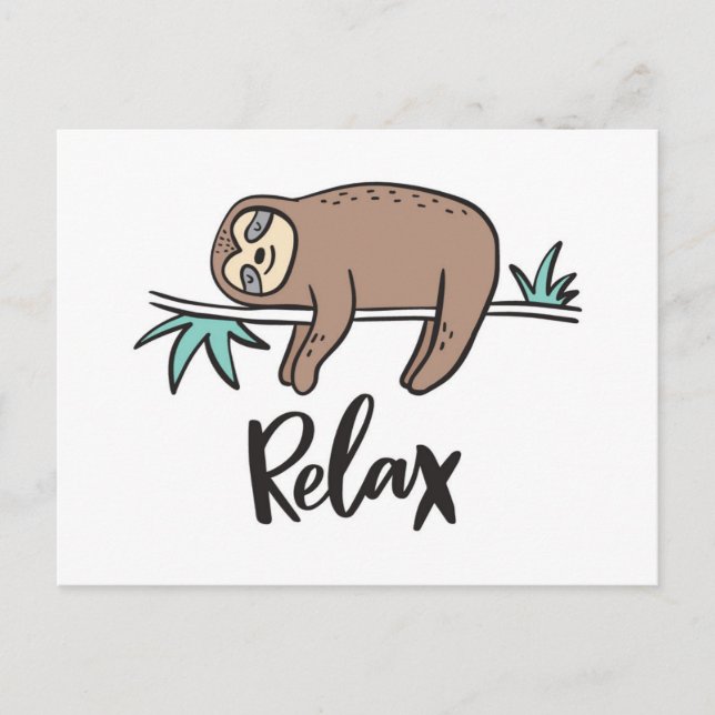 Carte Postale Sloth Dit Relax (Devant)