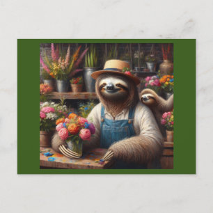 Carte Postale Sloth Florist